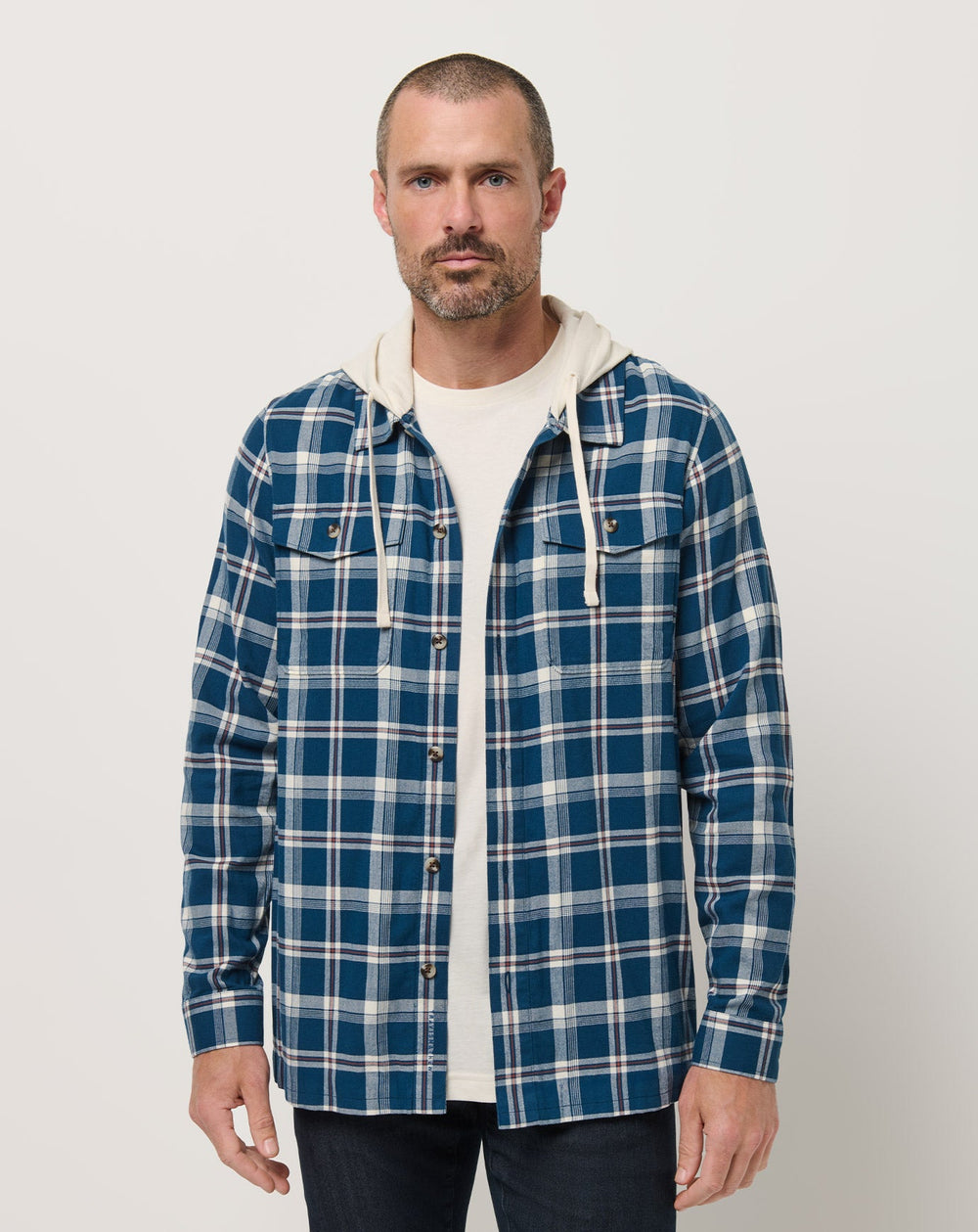 Cloud Flannel Hooded Button-Up| Travis Mathew