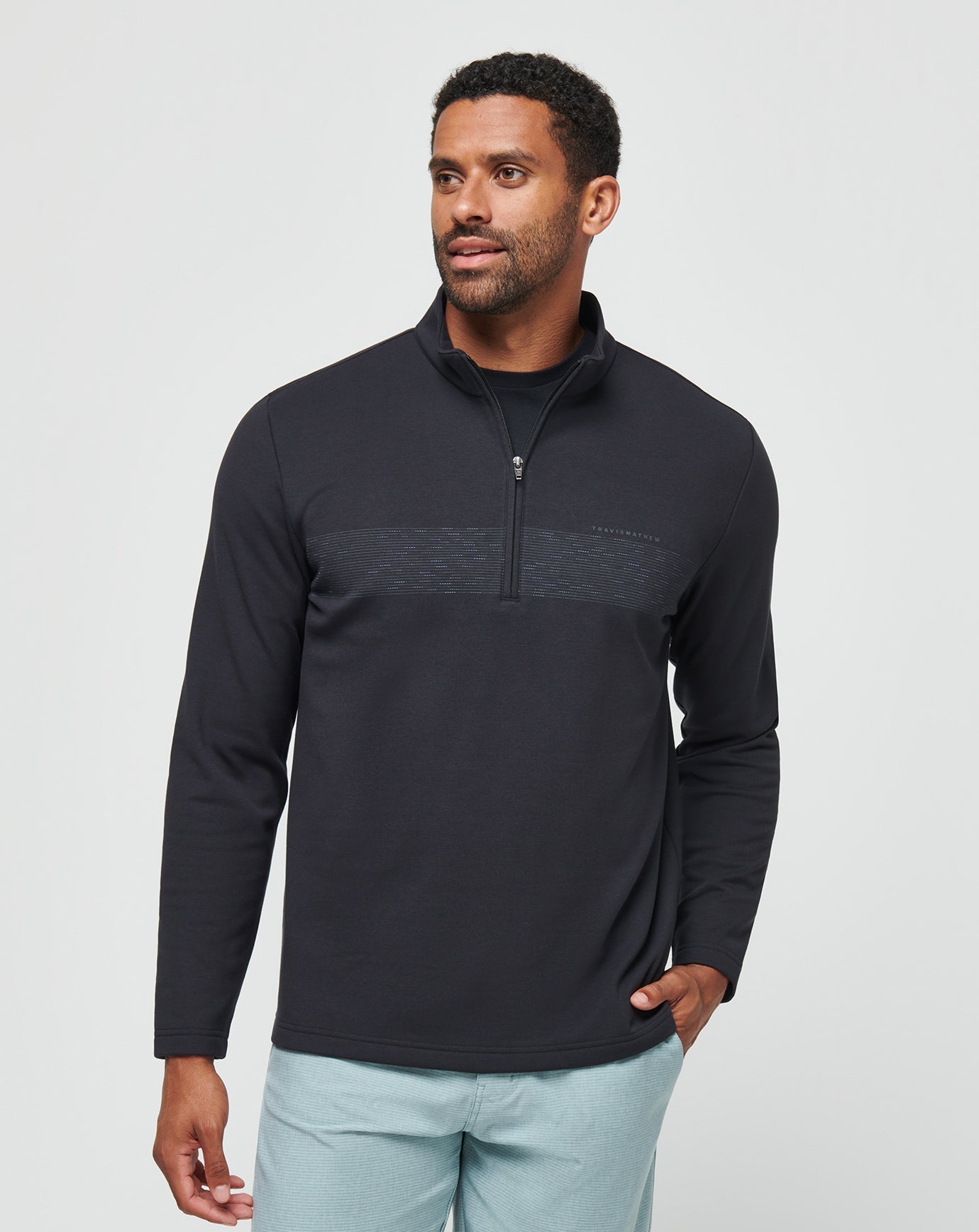 Upgraded Fleece Chest Stripe Quarter Zip| Travis Mathew
