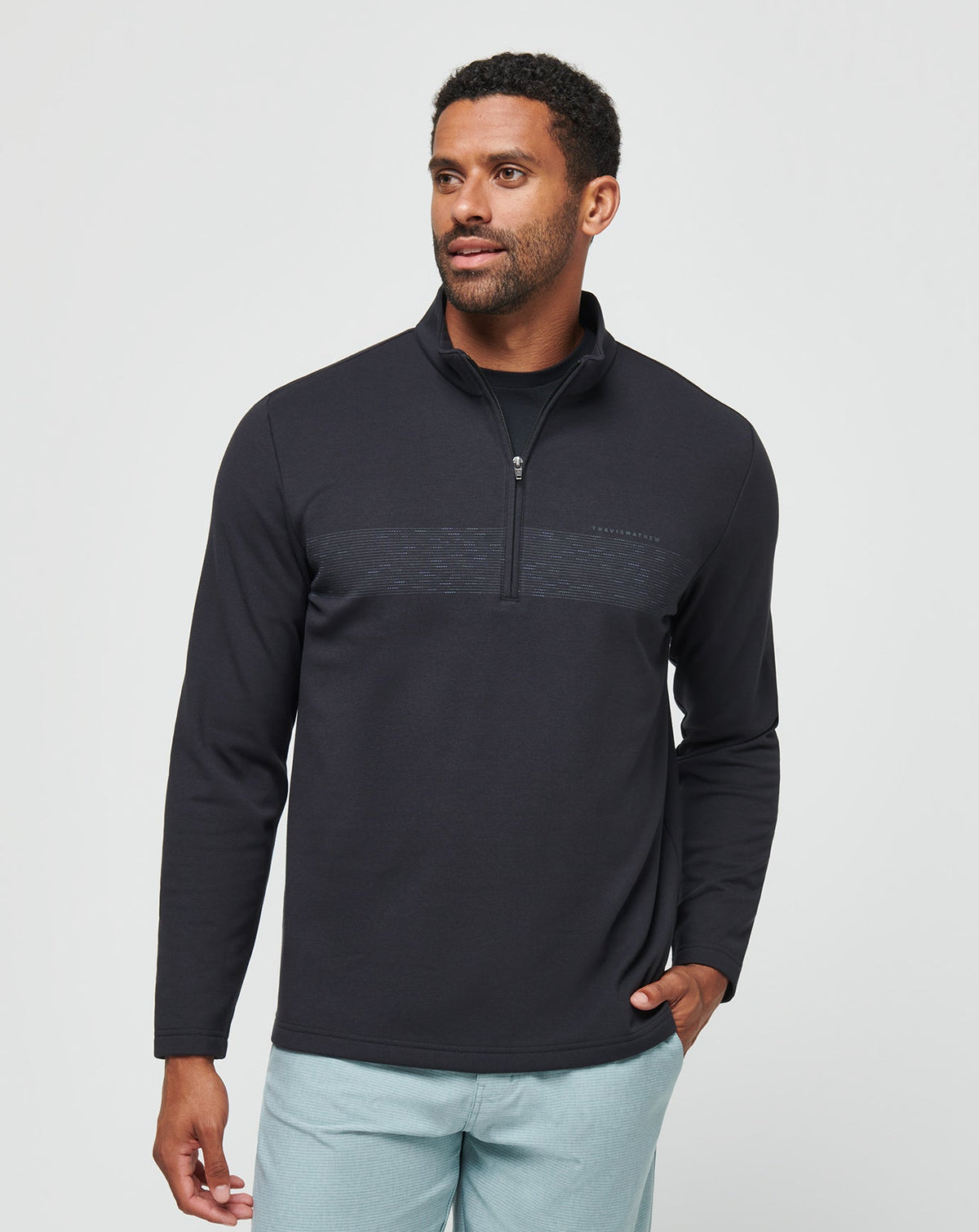 Upgraded Fleece Chest Stripe Quarter Zip| Travis Mathew