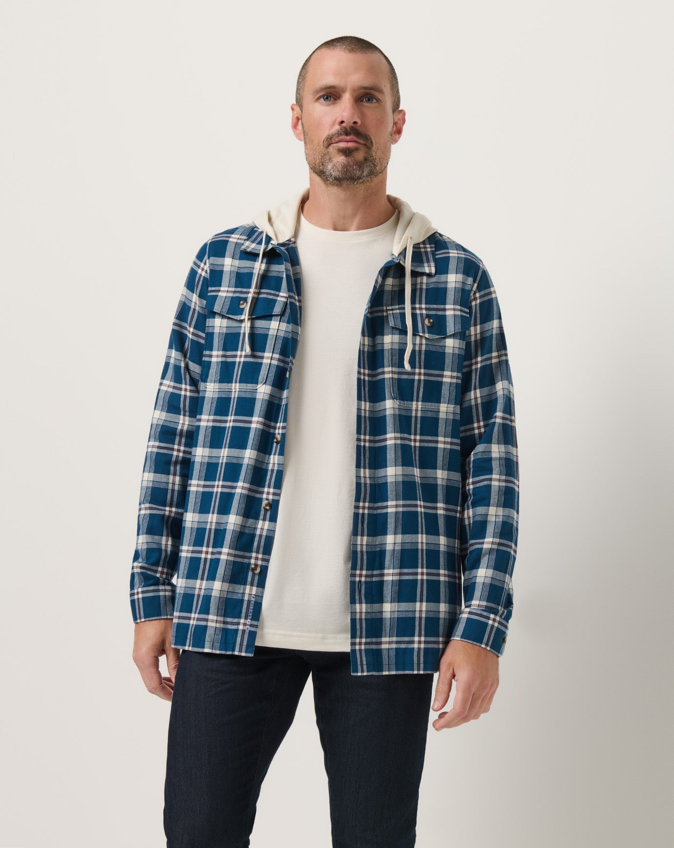 Cloud Flannel Hooded Button-Up| Travis Mathew