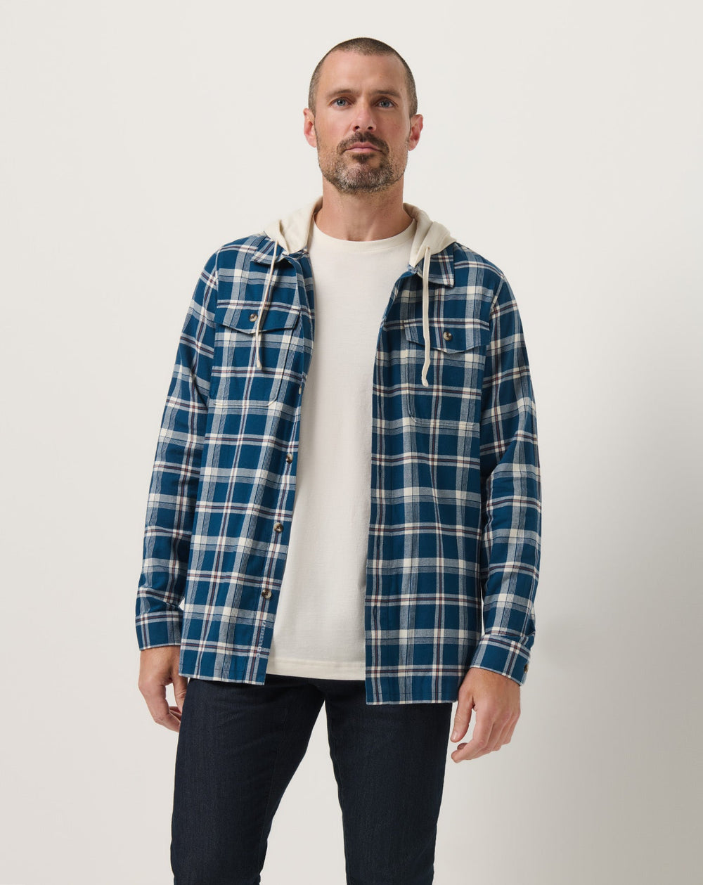 Cloud Flannel Hooded Button-Up| Travis Mathew