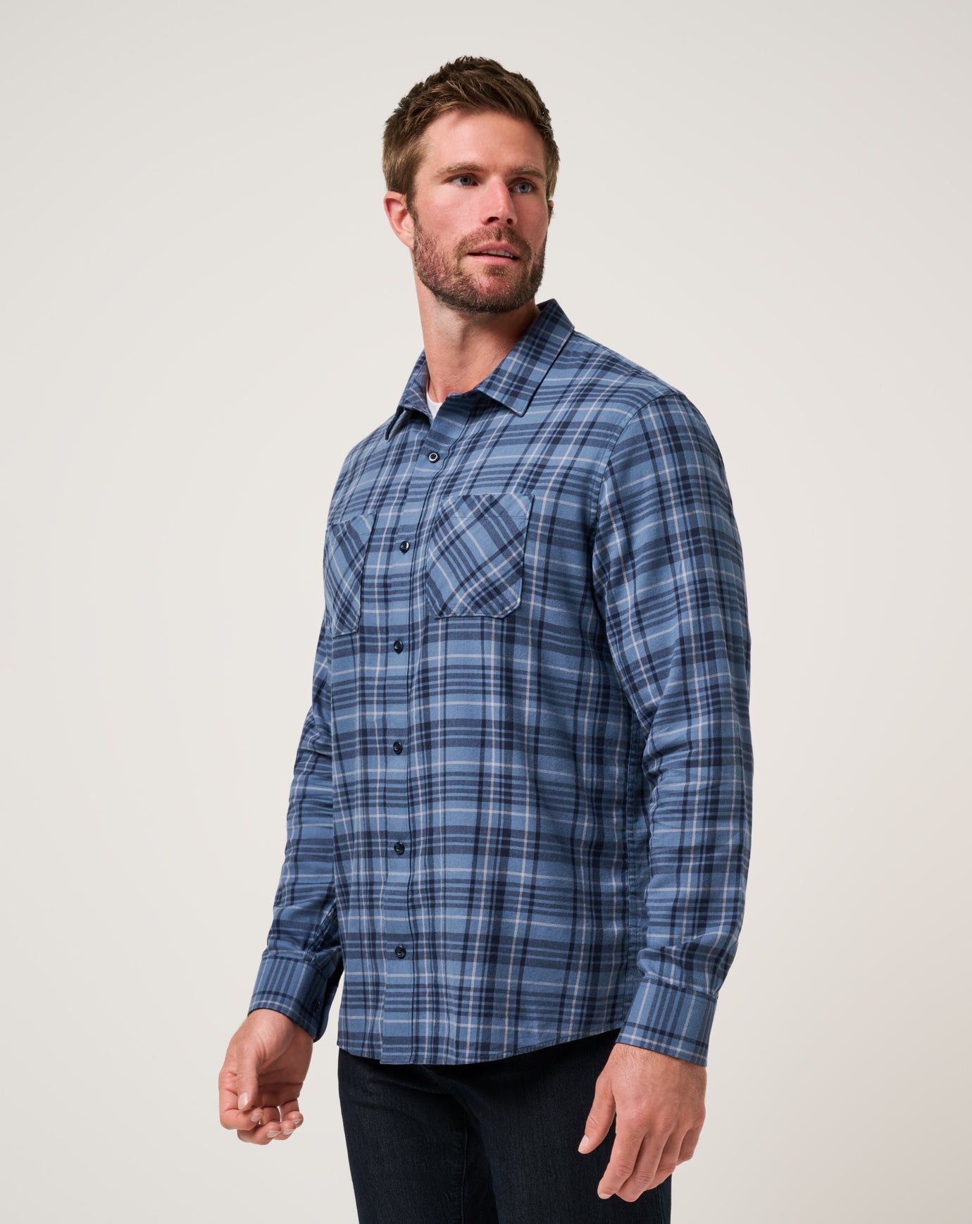 Cloud Flannel Plaid Button-Up| Travis Mathew