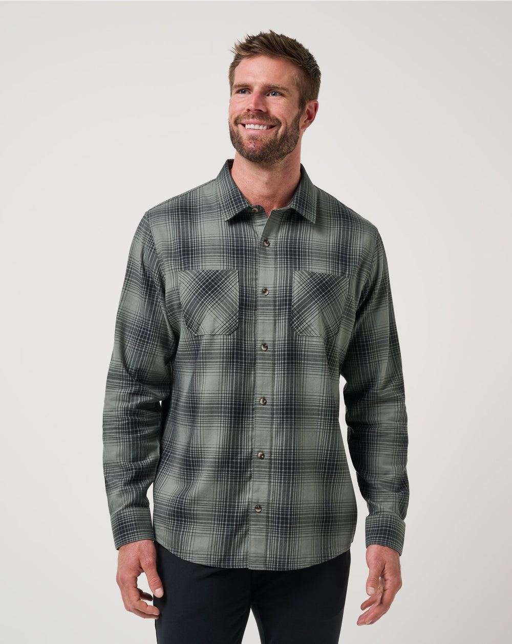 Cloud Flannel Plaid Button-Up| Travis Mathew