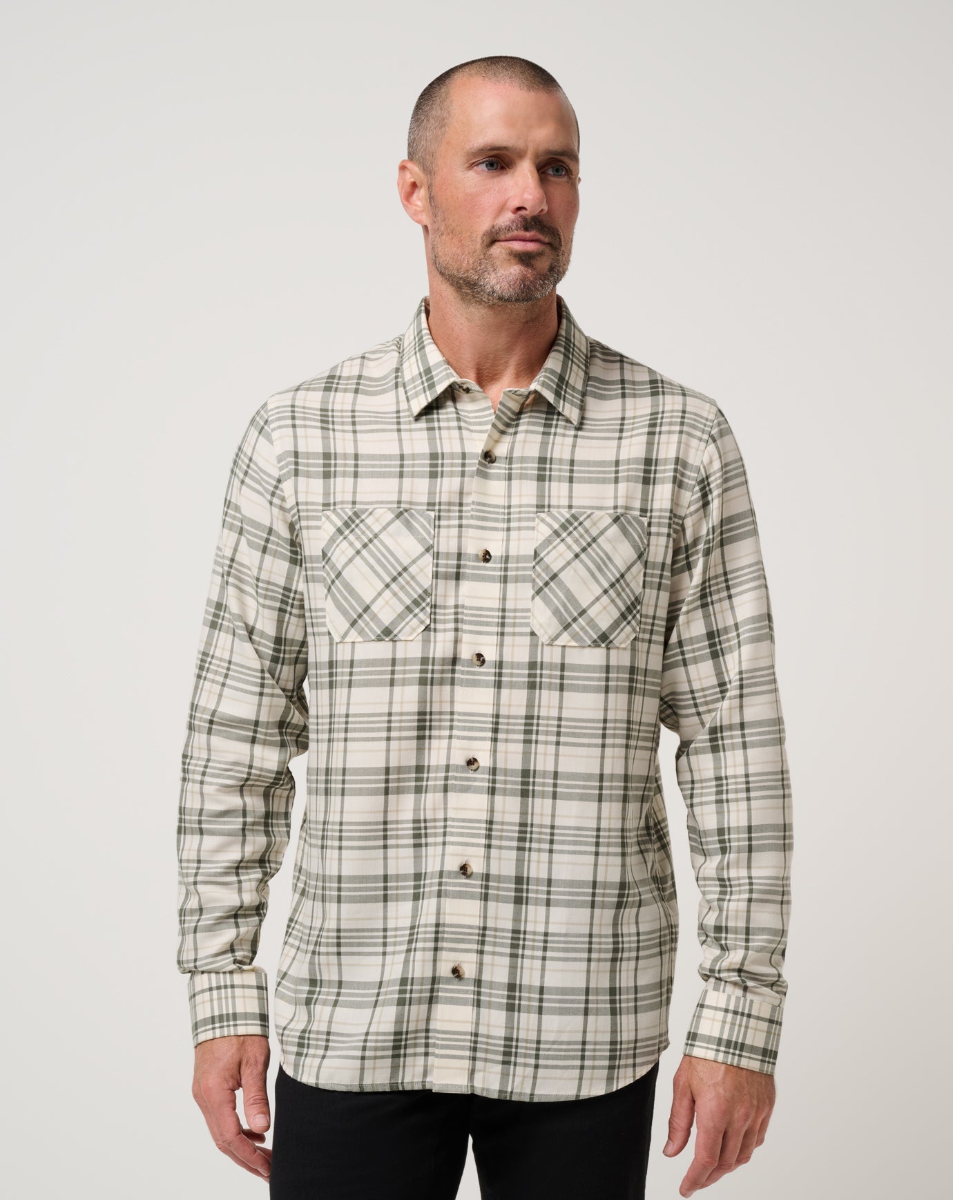 Cloud Flannel Plaid Button-Up| Travis Mathew