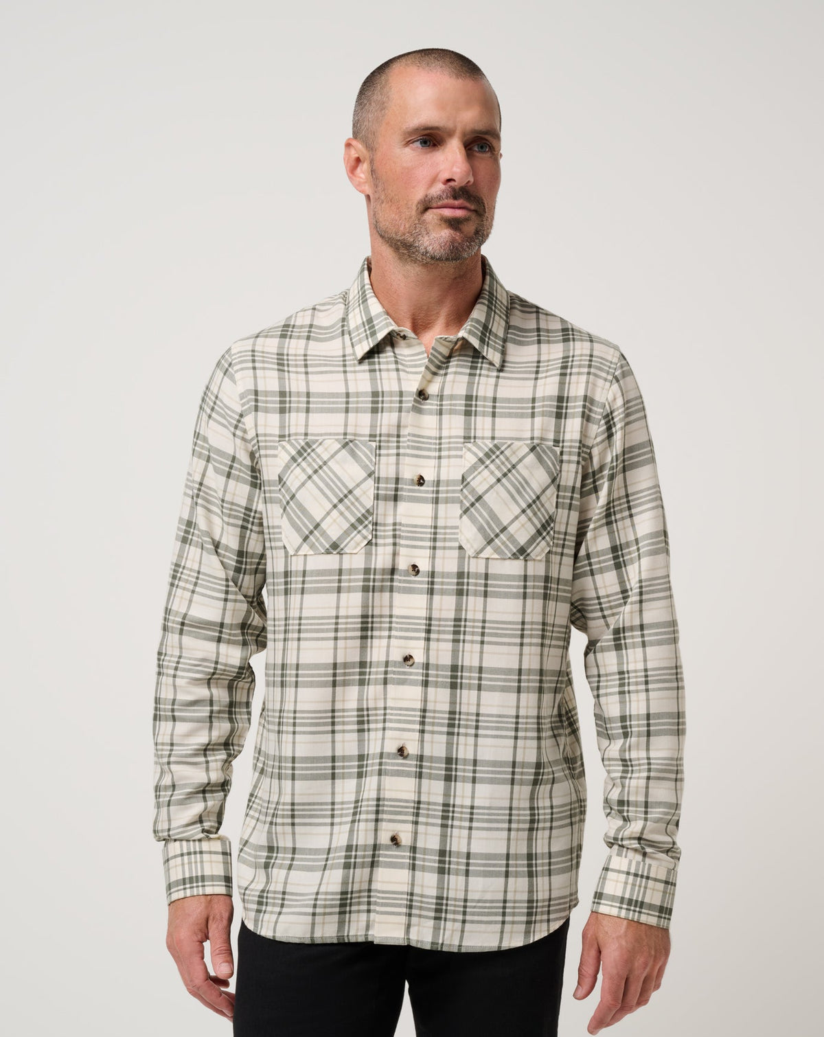 Cloud Flannel Plaid Button-Up| Travis Mathew