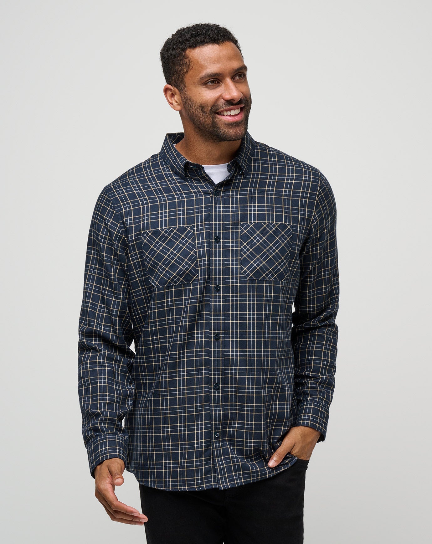 Cloud Flannel Plaid Button-Up| Travis Mathew