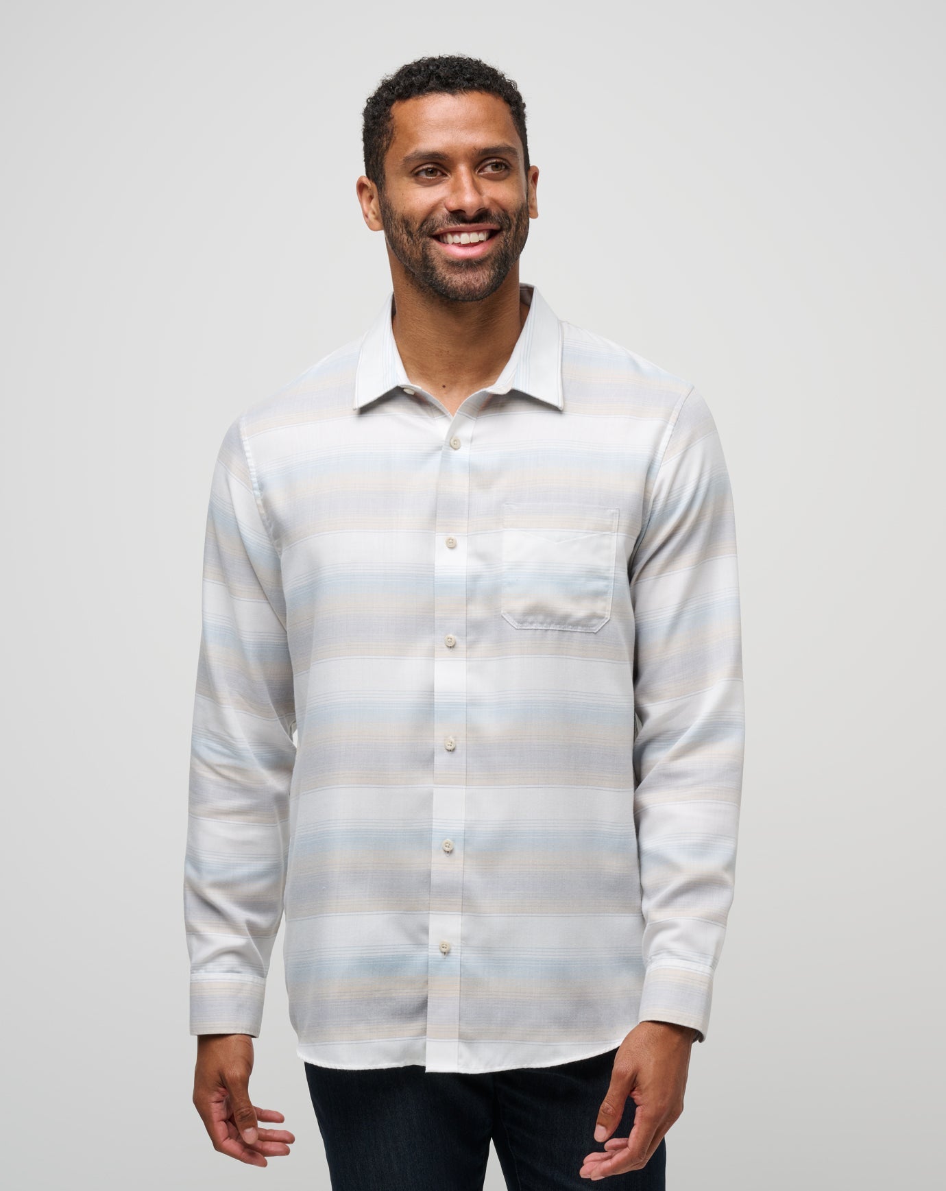 Cloud Flannel Stripe Button-Up| Travis Mathew