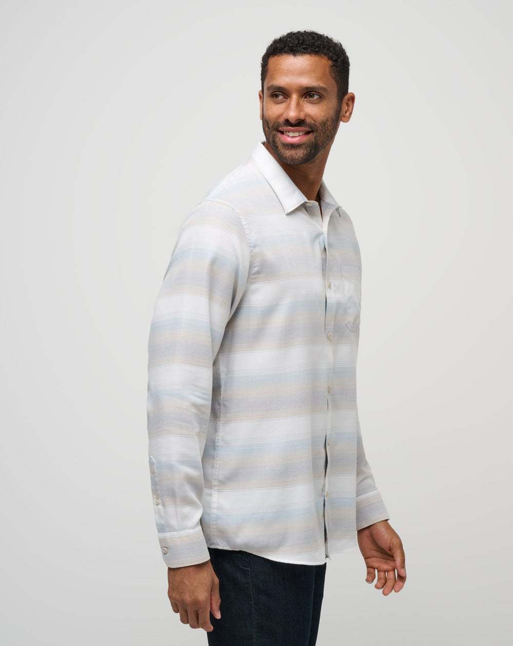 Cloud Flannel Stripe Button-Up| Travis Mathew