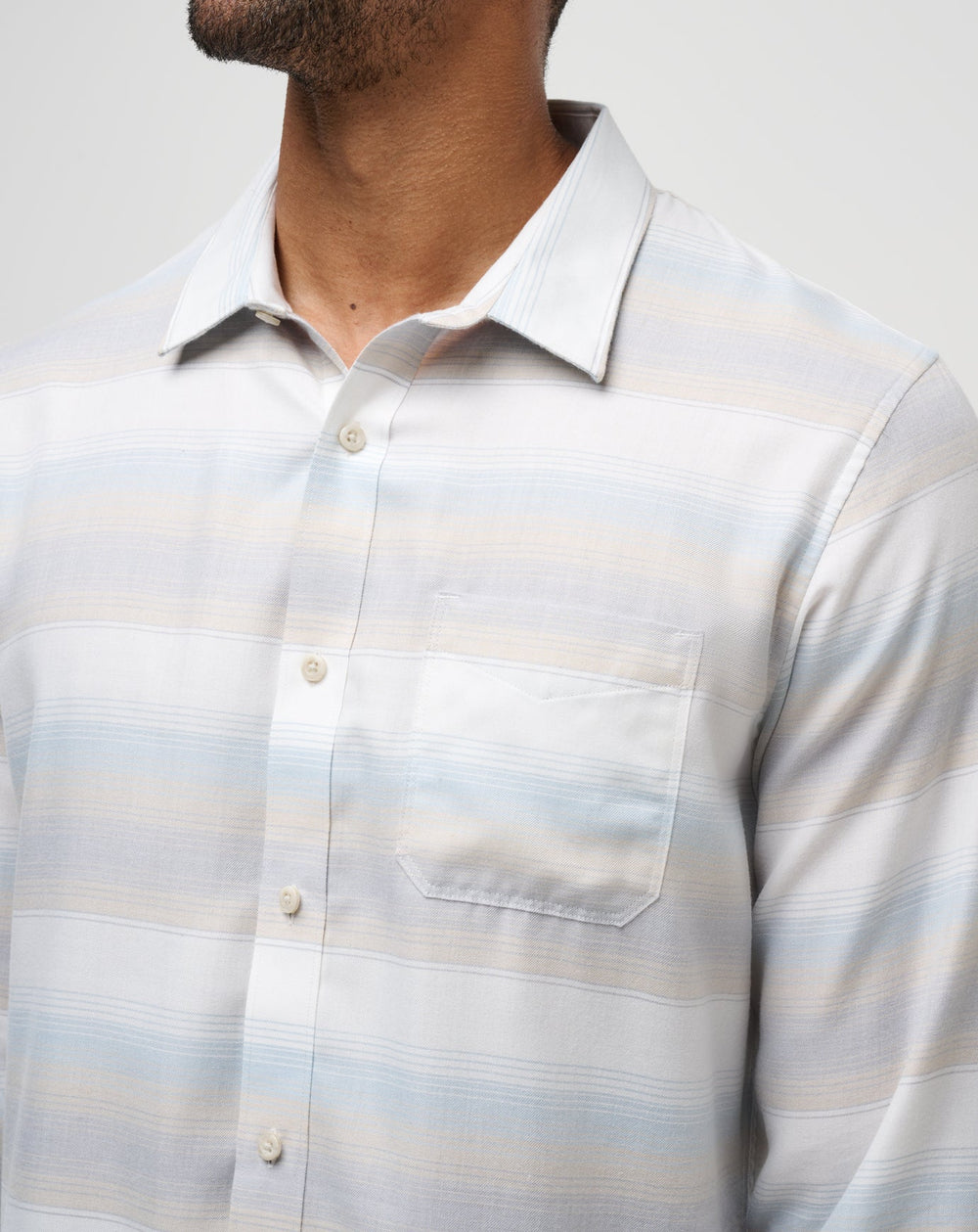 Cloud Flannel Stripe Button-Up| Travis Mathew