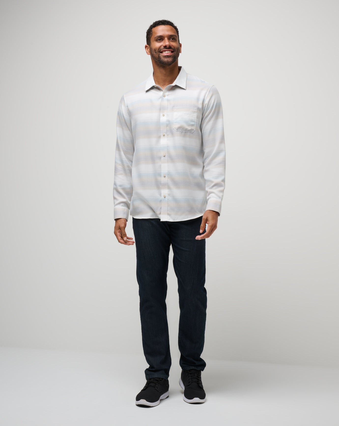 Cloud Flannel Stripe Button-Up| Travis Mathew