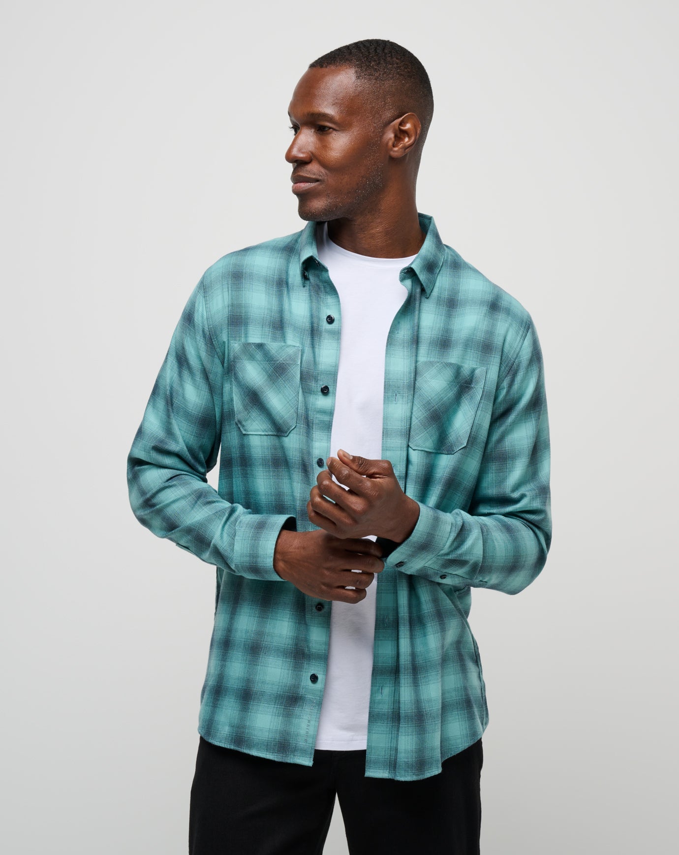 Cloud Flannel Plaid Button-Up| Travis Mathew