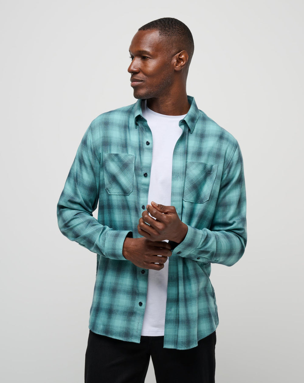 Cloud Flannel Plaid Button-Up| Travis Mathew