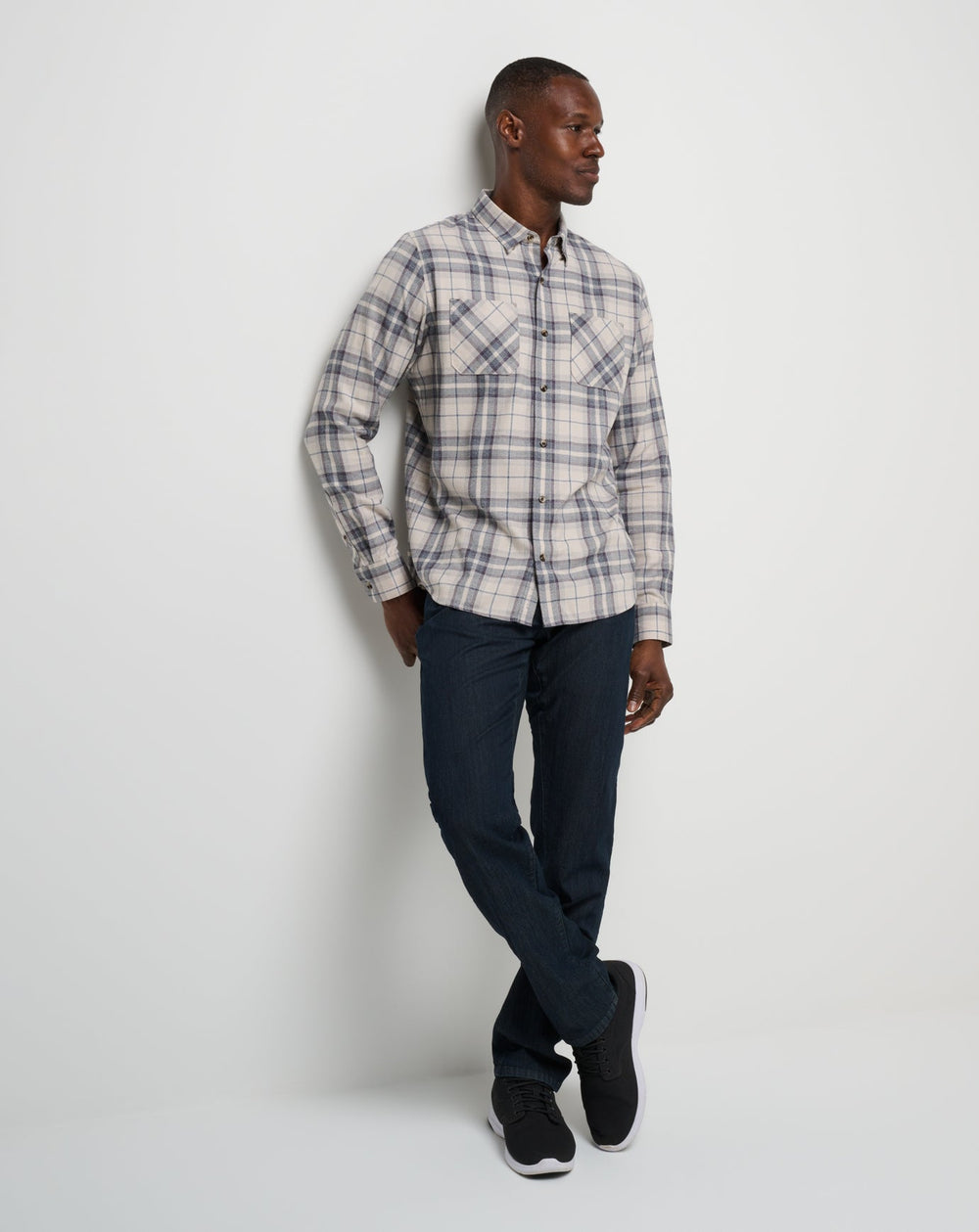 Cloud Flannel Plaid Button-Up| Travis Mathew